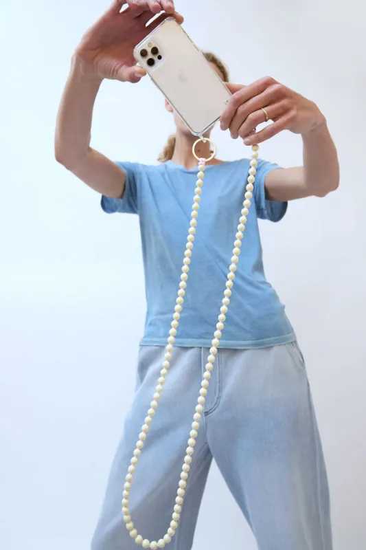 Ina Seifart Handykette Iphone Necklace in Opal with Rose Thread sold by No. 6