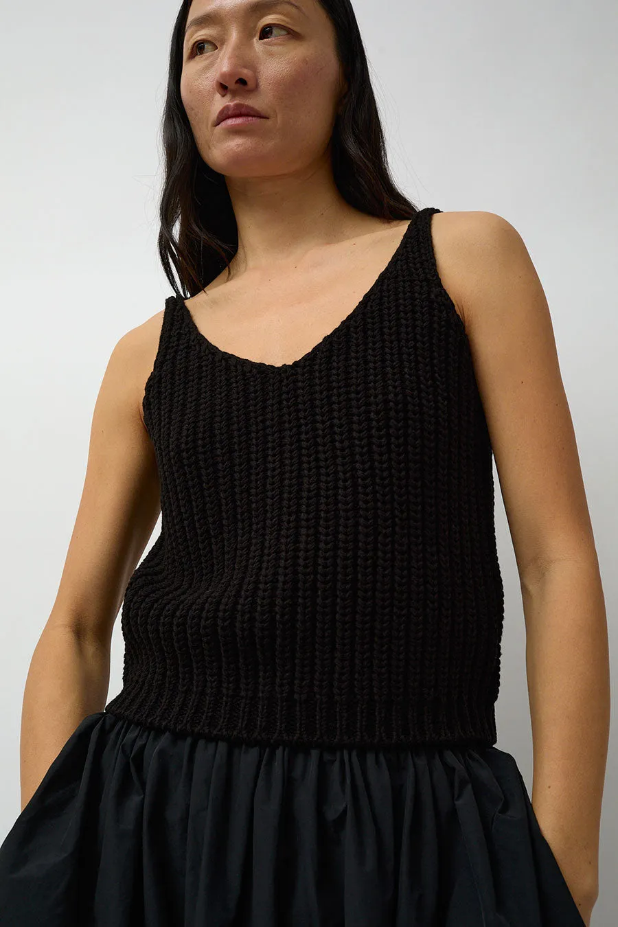 Mijeong Park Cotton Blend Knit Tank in Black sold by No. 6