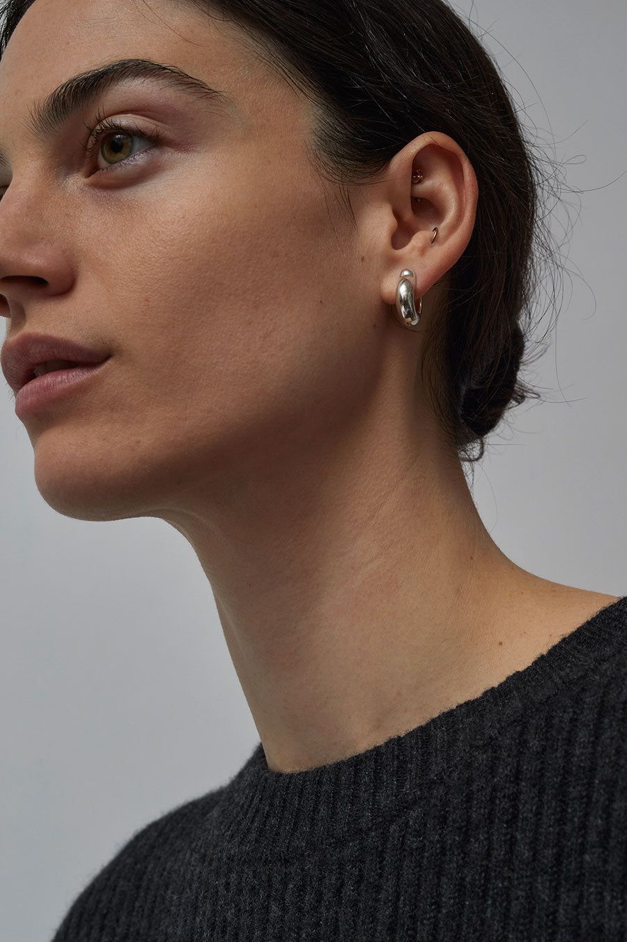 Annika Inez Ample Hinge Small Hoops in Silver | Parallel