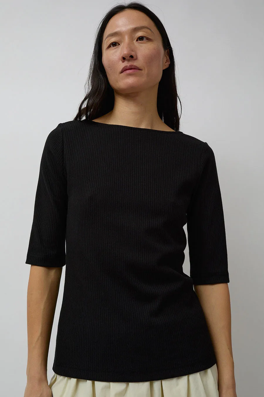Mijeong Park Scoop Back Ribbed Top in Black sold by No. 6