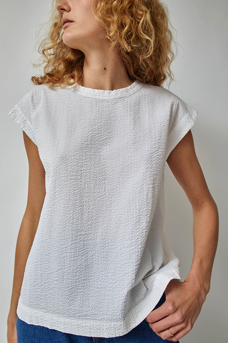 Girls of Dust Gardener Top in White Seersucker sold by No. 6