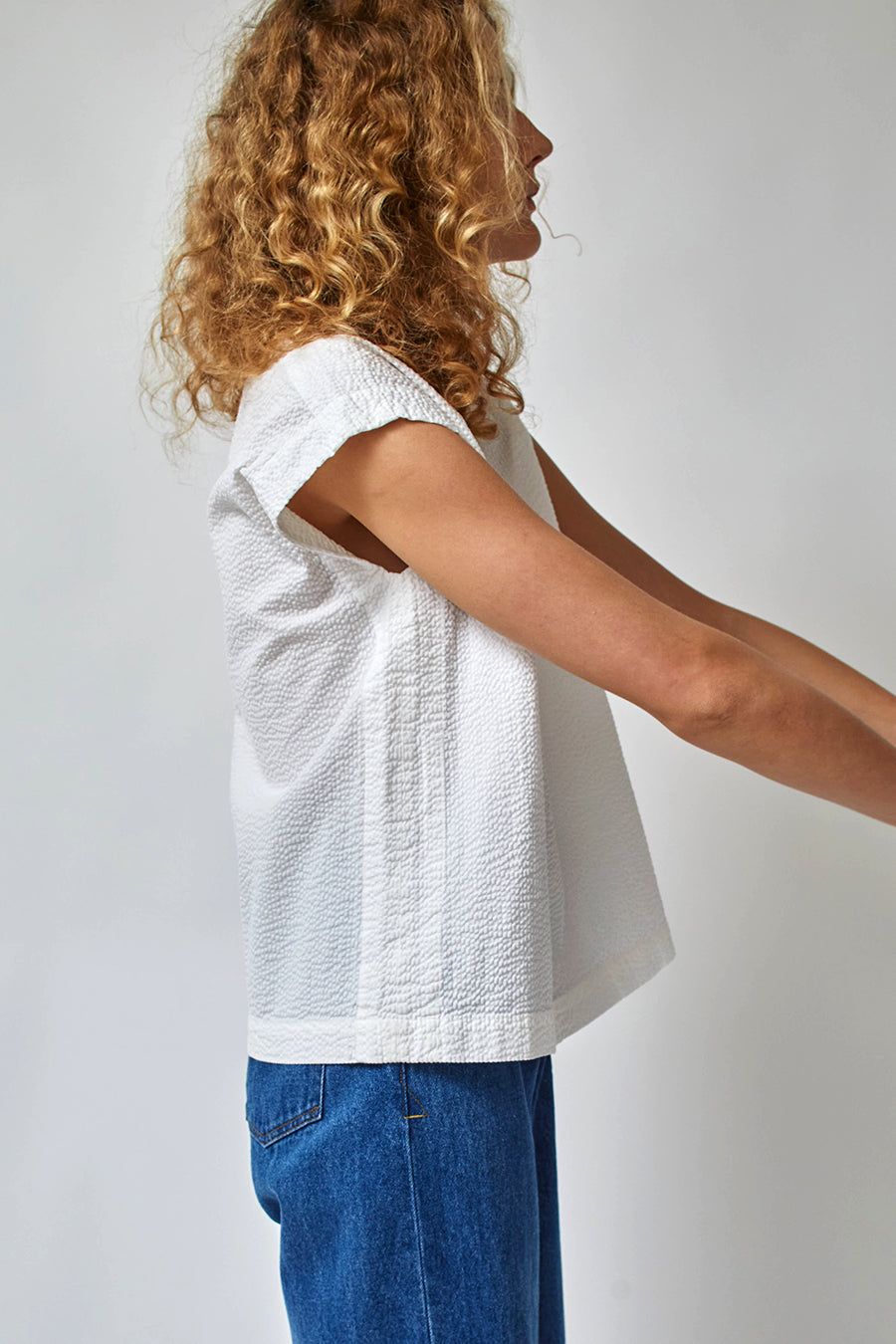 Girls of Dust Gardener Top in White Seersucker sold by No. 6 product image thumbnail 3