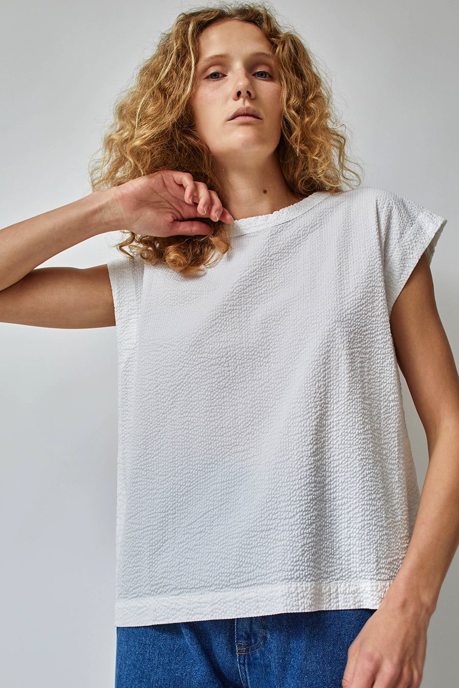 Girls of Dust Gardener Top in White Seersucker sold by No. 6 product image thumbnail 2