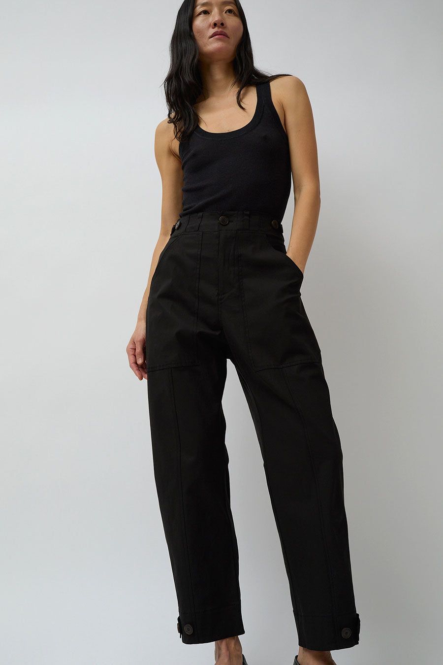 Mijeong Park Cropped Workwear Pants in Black sold by No. 6