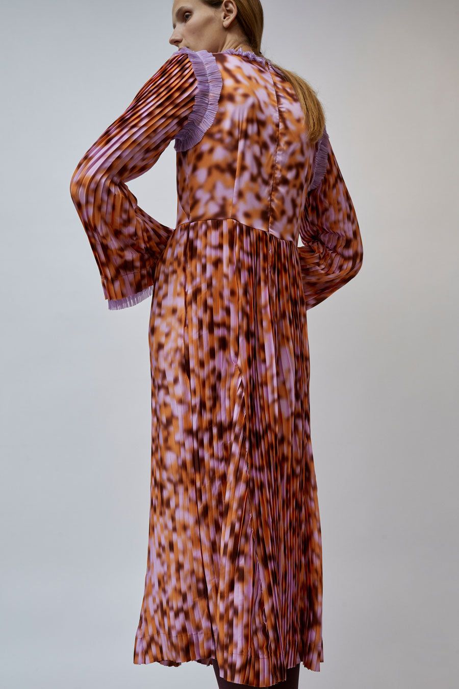 INSHADE Pleated Cut Out Dress in Pink Orange and Lilac sold by No. 6 product image thumbnail 5