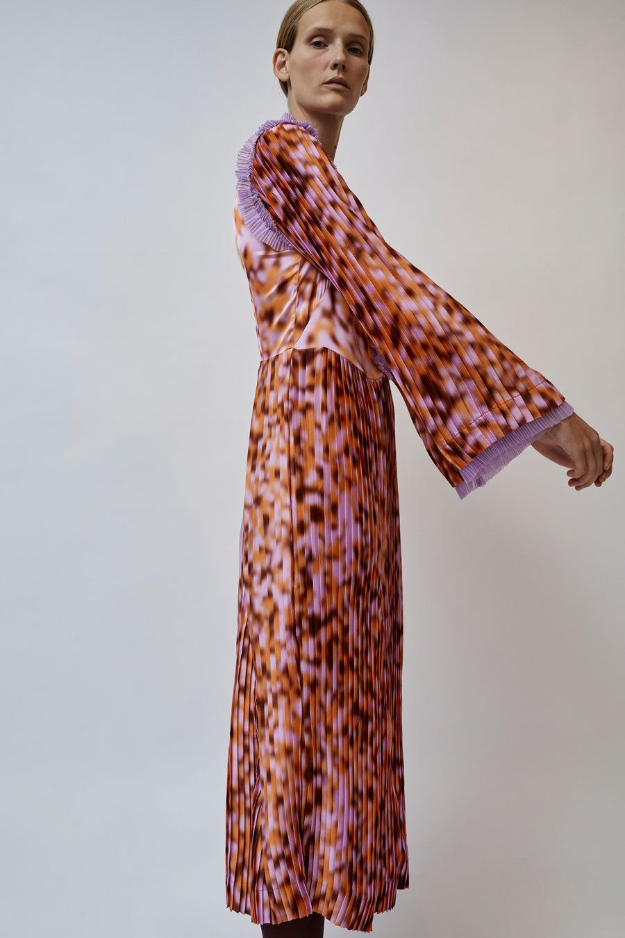 INSHADE Pleated Cut Out Dress in Pink Orange and Lilac sold by No. 6 product image thumbnail 4