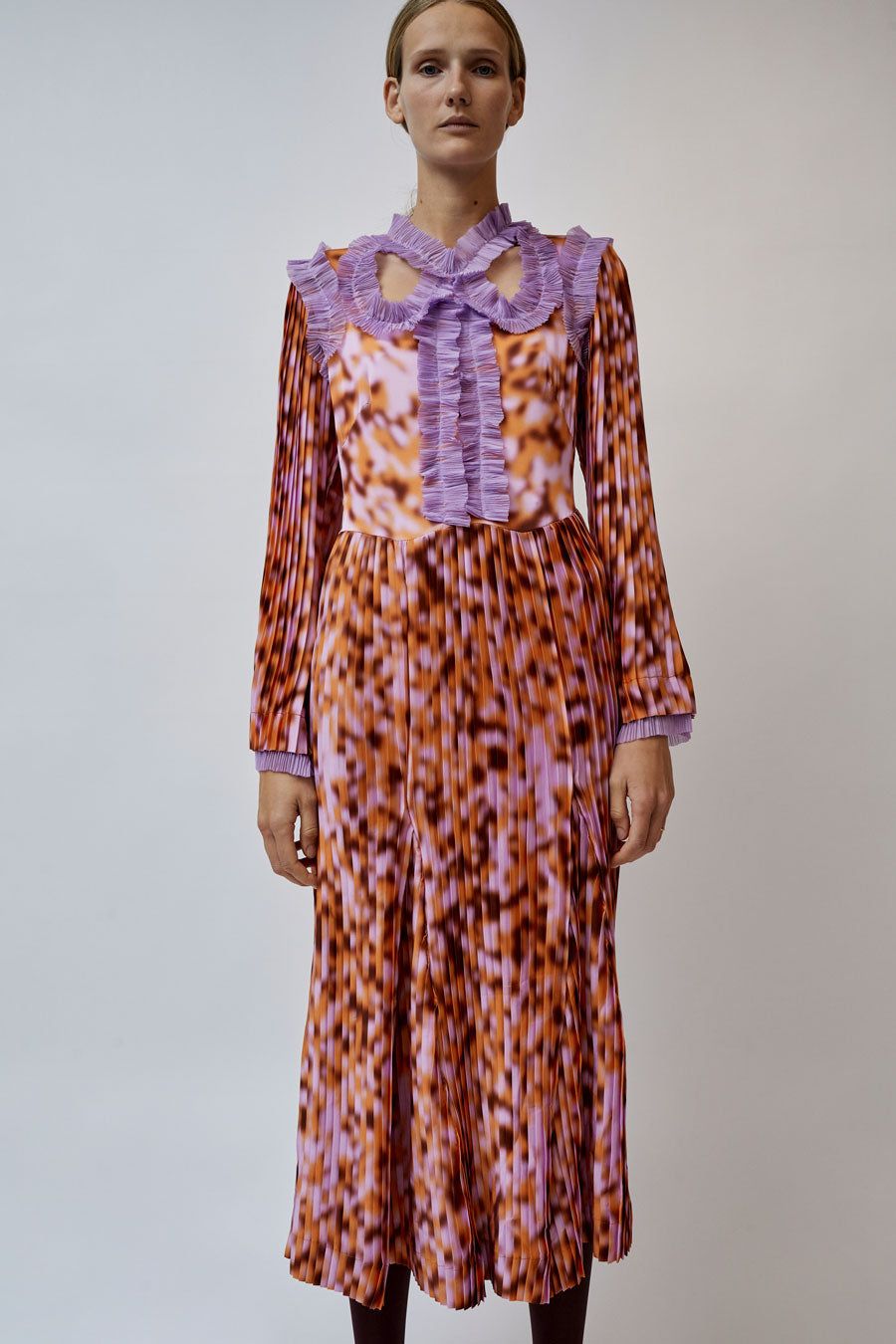 INSHADE Pleated Cut Out Dress in Pink Orange and Lilac sold by No. 6 product image thumbnail 2