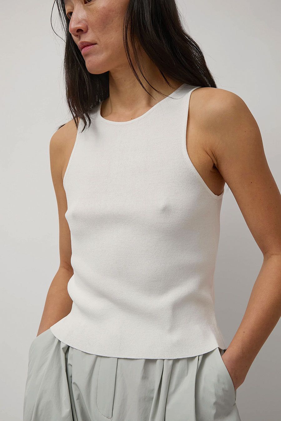 Amomento Cut-Out Sleeveless Top in Ivory sold by No. 6