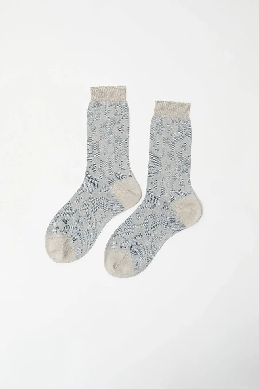 Maria La Rosa Floral Jacquard Mid Calf Socks in Powder Blue sold by No. 6 product image thumbnail 2