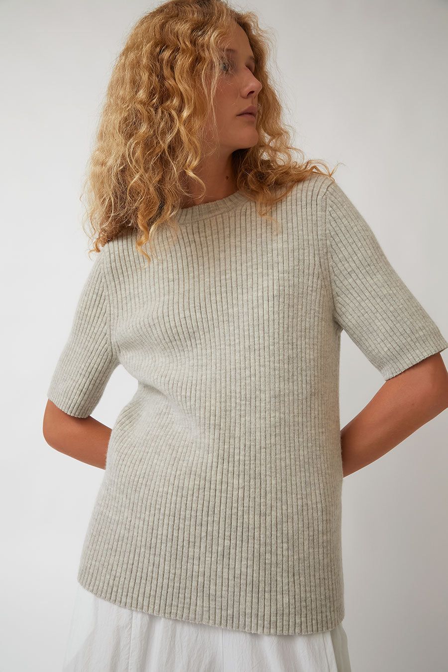 Lauren Manoogian Rib Short Sleeve Crewneck in Carrara sold by No. 6