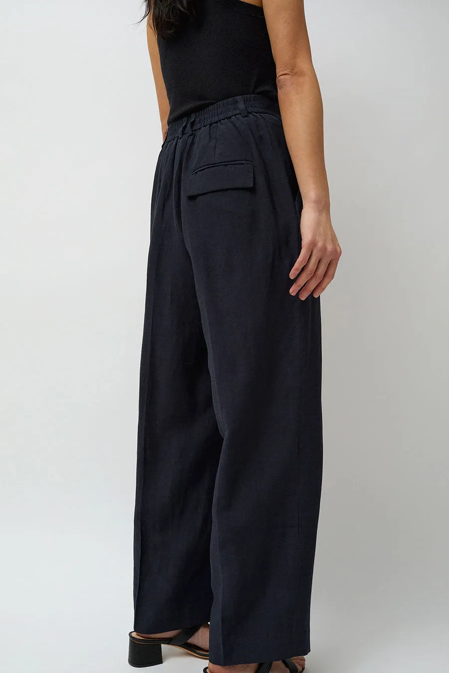 Mijeong Park Linen Blend Wide Leg Pants in Navy sold by No. 6 product image thumbnail 3