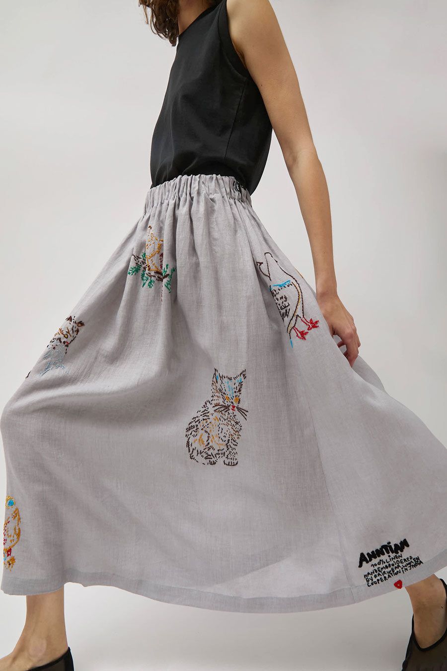Anntian Skirt Wide in Hand Embroidered Animals sold by No. 6 product image thumbnail 3