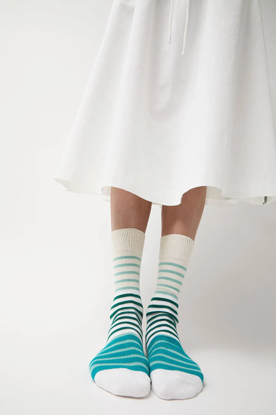 Rototo Multi Marine Stripe Socks in Green sold by No. 6 product image thumbnail 2