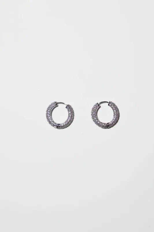 Numbering Silver Medium #994 Pave Hoop Earrings sold by No. 6