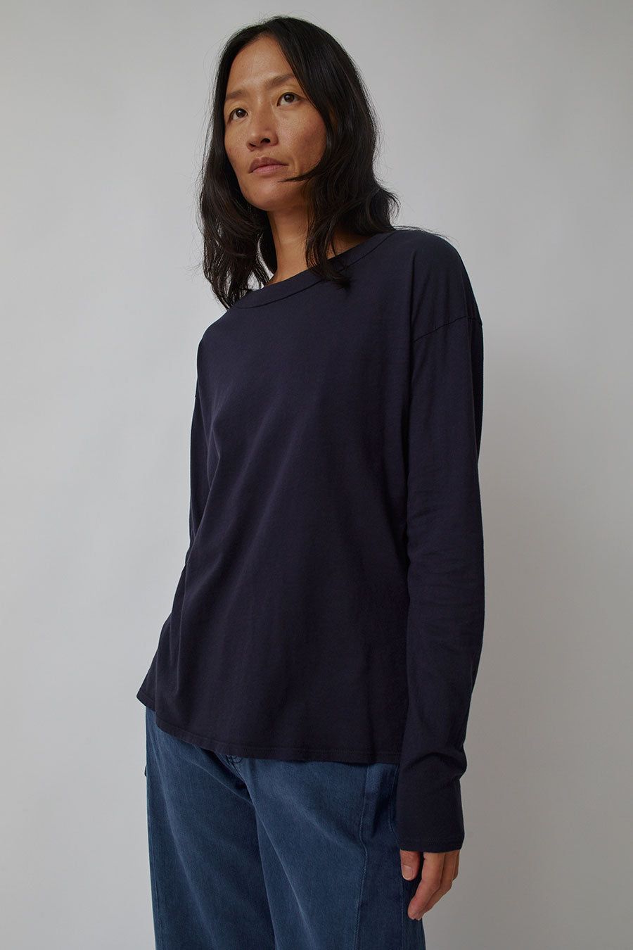 B Sides Long Sleeve Crewneck in Overdye Marine sold by No. 6