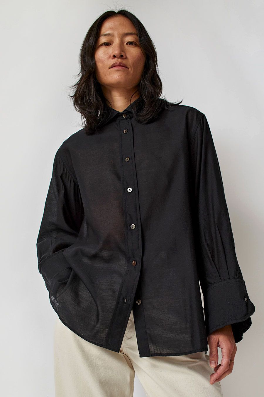 NYMANE Hutton Shirt in Black sold by No. 6