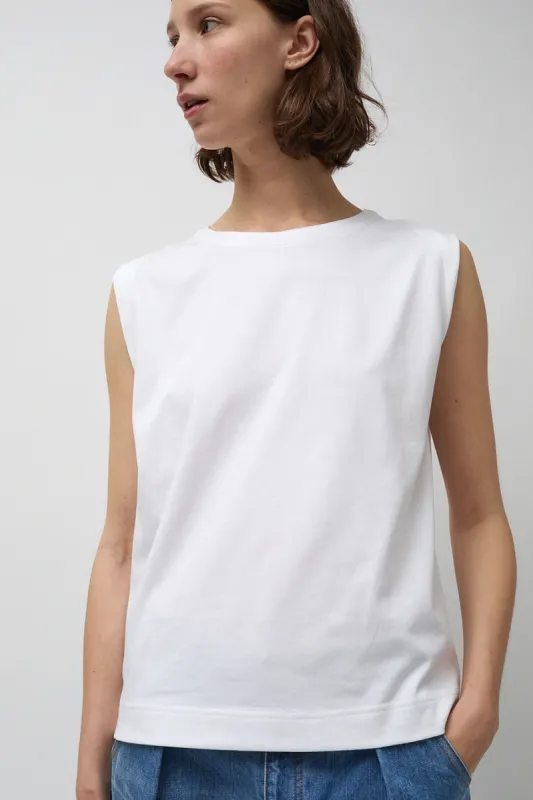 Rue Blanche Net Sleeveless T-Shirt in White sold by No. 6