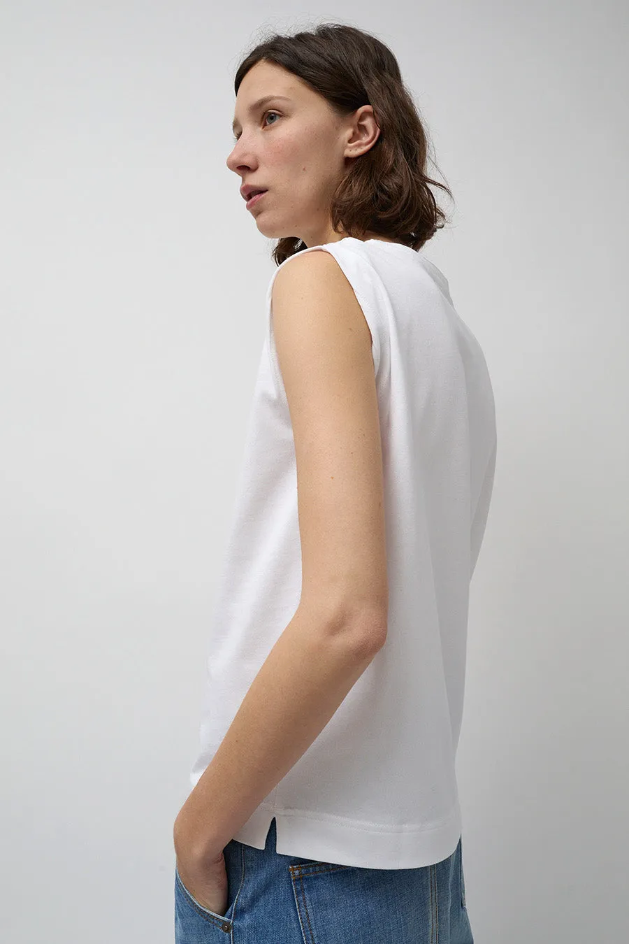 Rue Blanche Net Sleeveless T-Shirt in White sold by No. 6 product image thumbnail 2