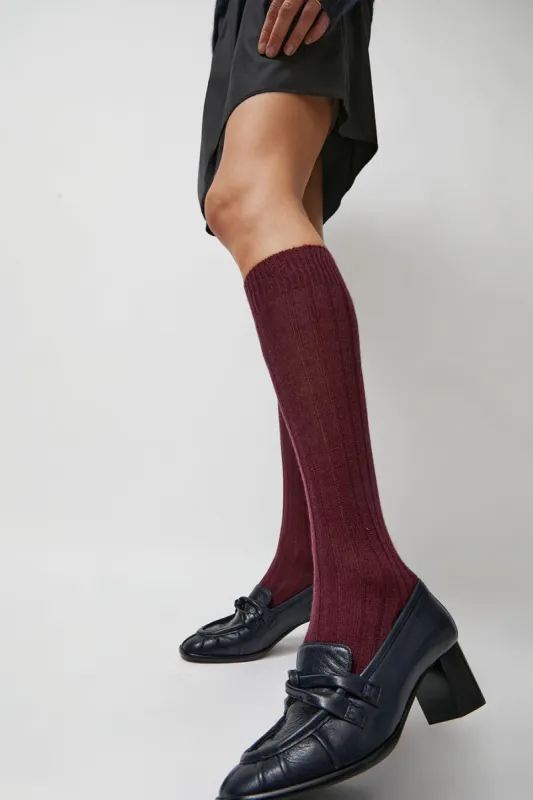 Maria La Rosa College Socks in Bordeaux sold by No. 6