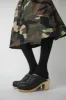 No.6 Dakota Shearling Clog on High Heel in Ink Aviator sold by No. 6