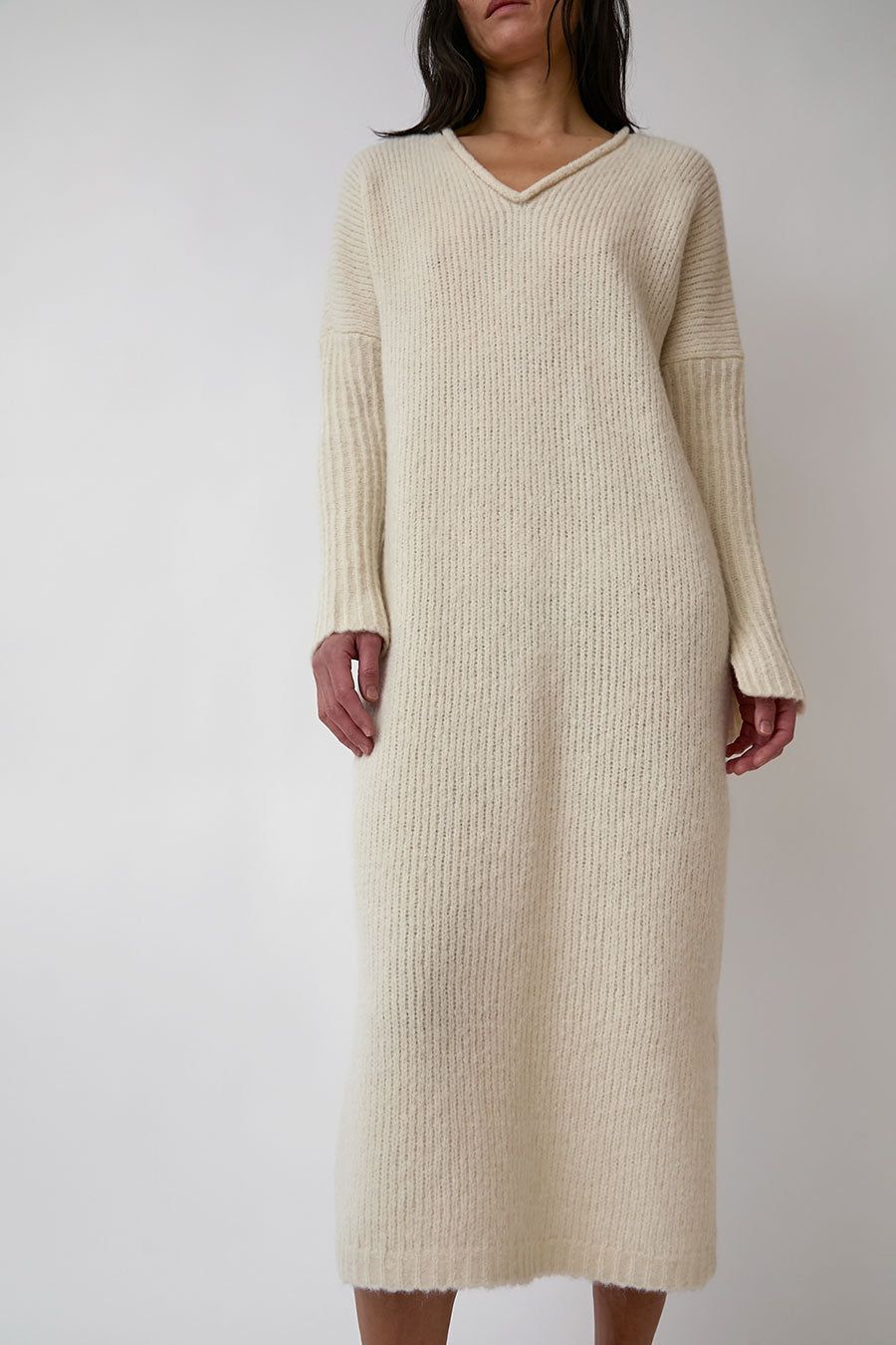 Atelier Delphine Relaxed V-Neck Dress in Cream sold by No. 6 product image thumbnail 2