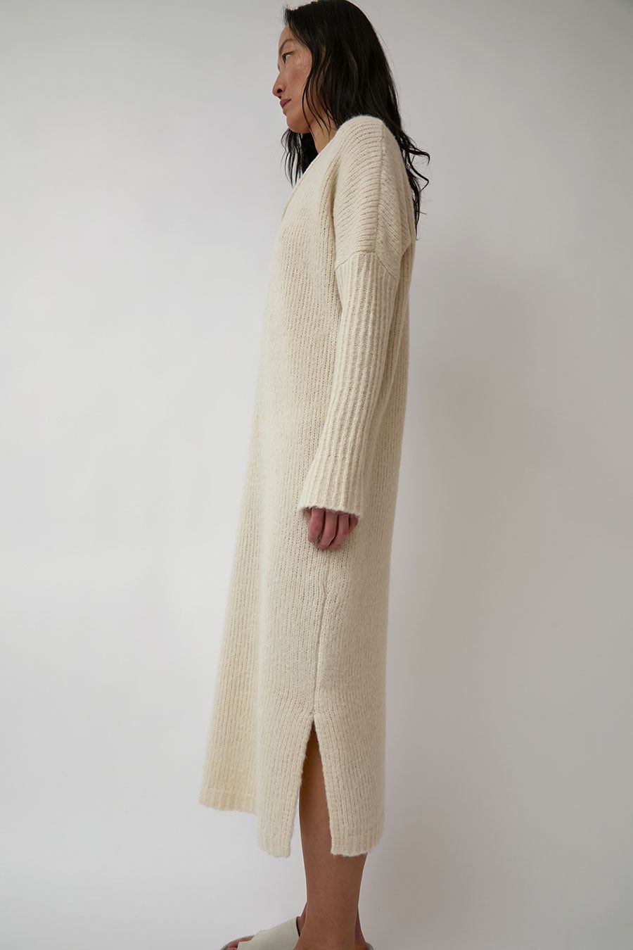 Atelier Delphine Relaxed V-Neck Dress in Cream sold by No. 6 product image thumbnail 3