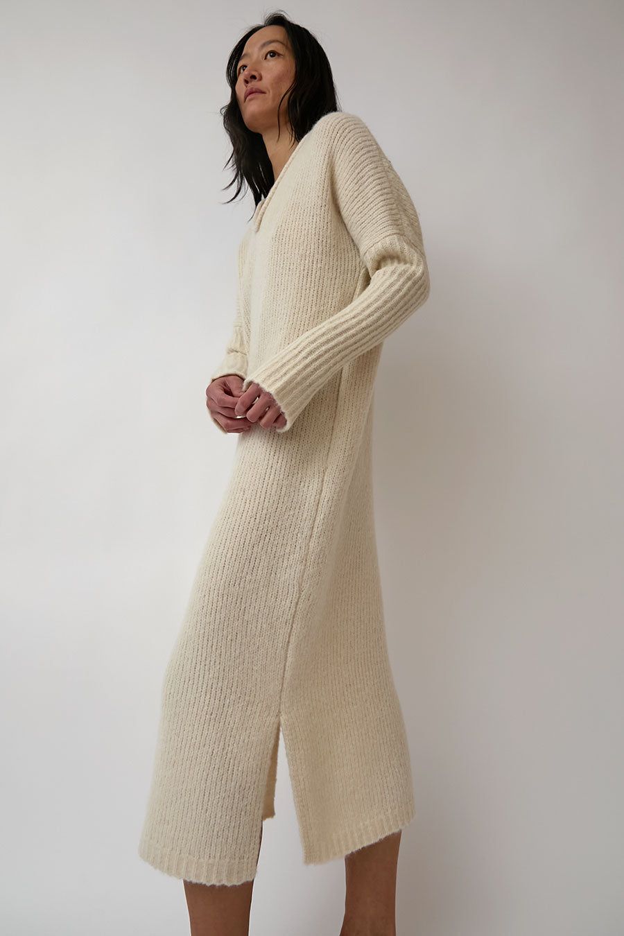 Atelier Delphine Relaxed V-Neck Dress in Cream sold by No. 6 product image thumbnail 5