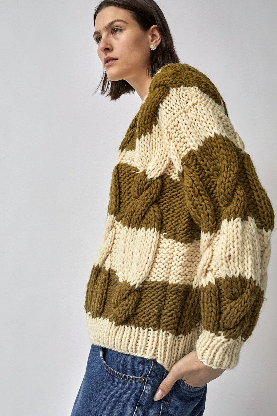 Mirstores Striped Onion Sweater in Ivory and Olive sold by No. 6 product image thumbnail 2