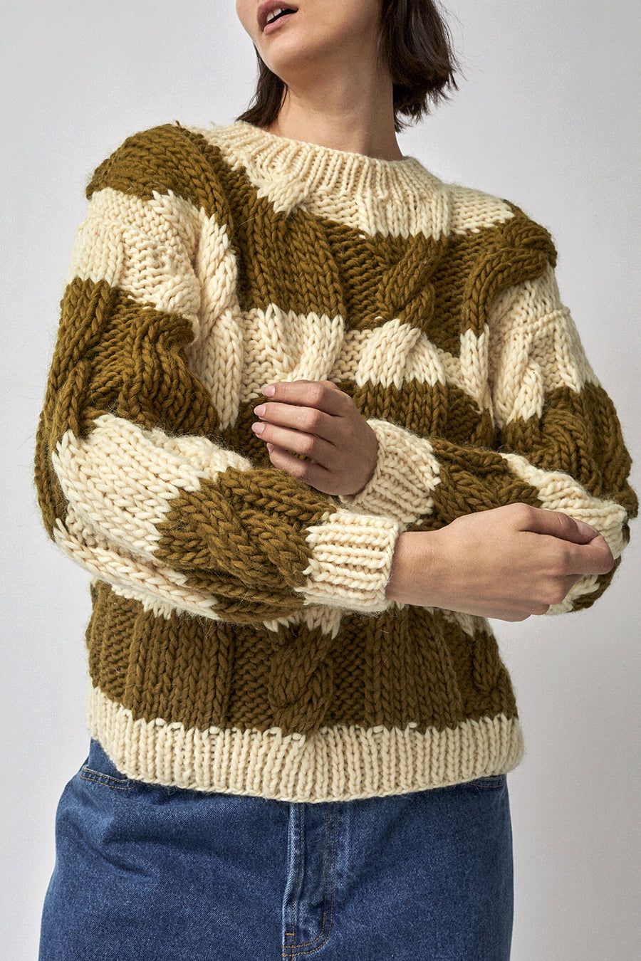 Mirstores Striped Onion Sweater in Ivory and Olive sold by No. 6 product image thumbnail 3