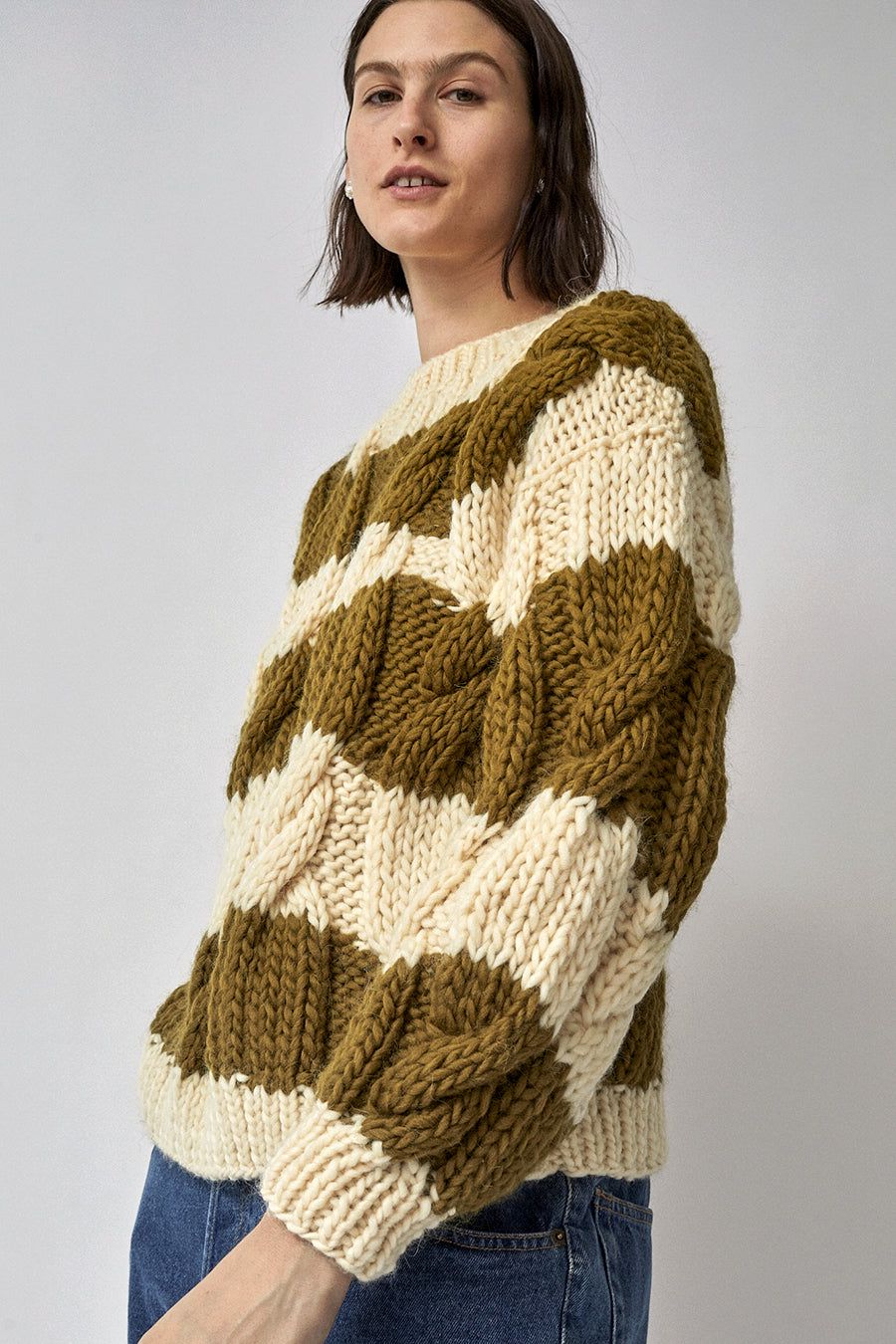 Mirstores Striped Onion Sweater in Ivory and Olive sold by No. 6 product image thumbnail 5