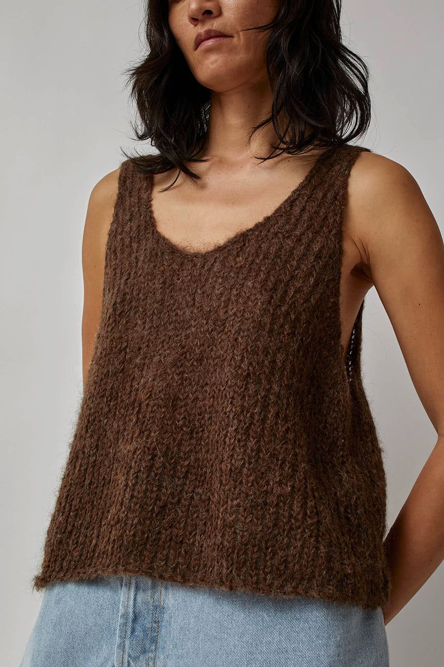Atelier Delphine Sweater Tank in Rich Brown sold by No. 6