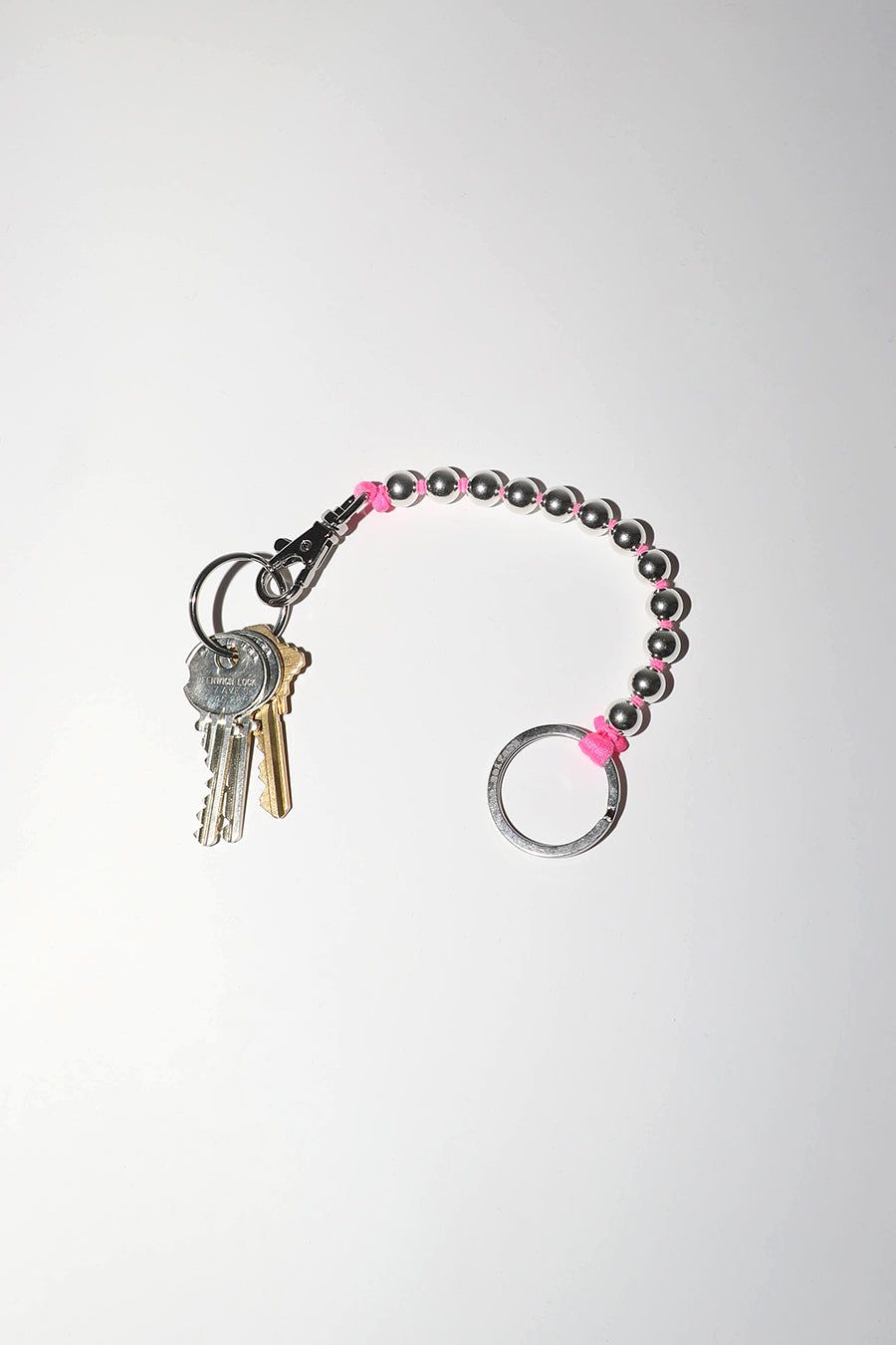 Ina Seifart Perlen Short Keyholder in Silver with Pink Thread sold by No. 6