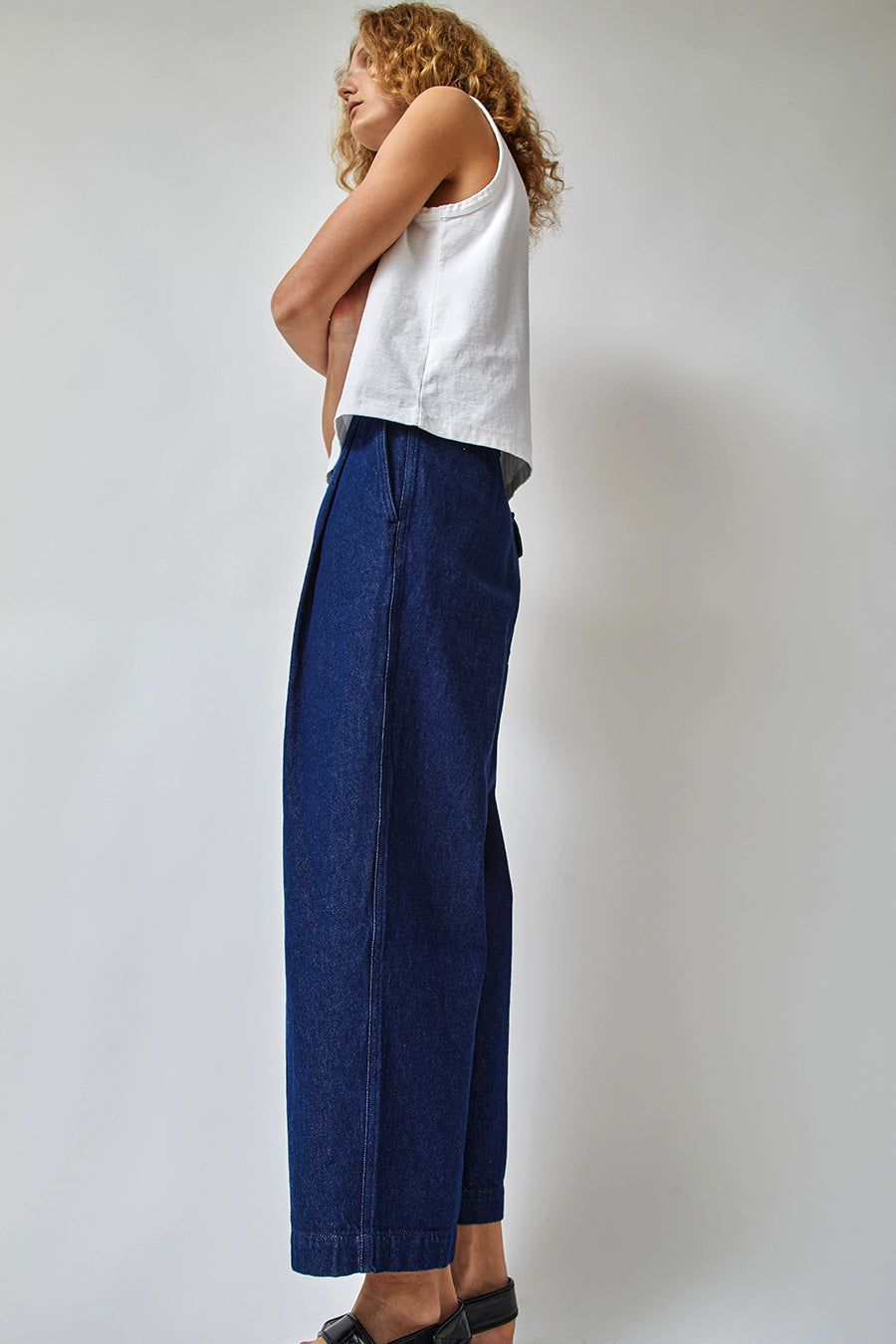 Girls of Dust British Worker Pant in Blue Recycled Denim sold by No. 6 product image thumbnail 6