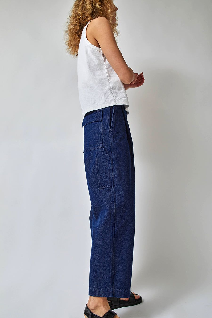 Girls of Dust British Worker Pant in Blue Recycled Denim sold by No. 6 product image thumbnail 3
