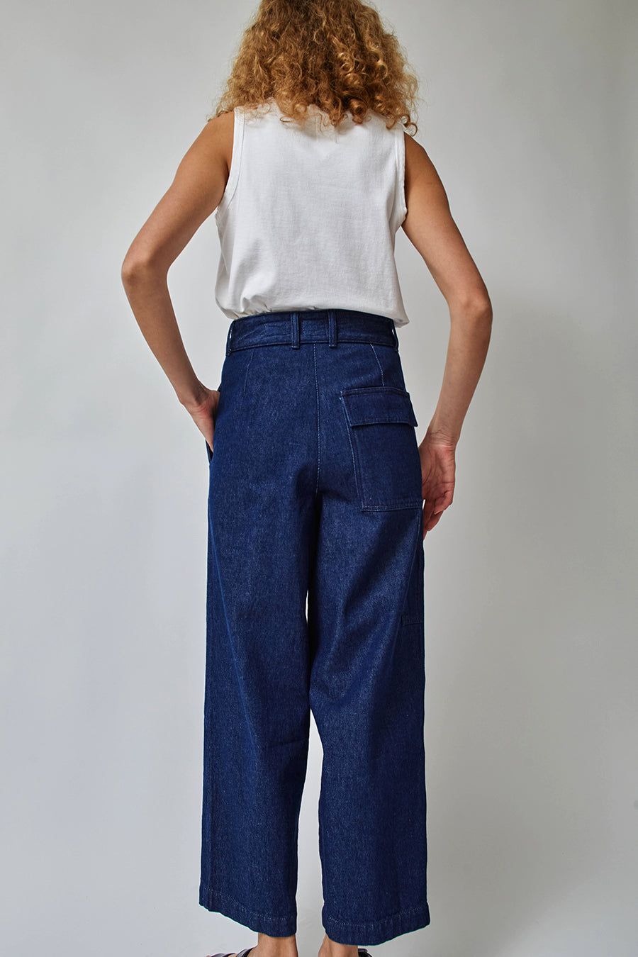 Girls of Dust British Worker Pant in Blue Recycled Denim sold by No. 6 product image thumbnail 4