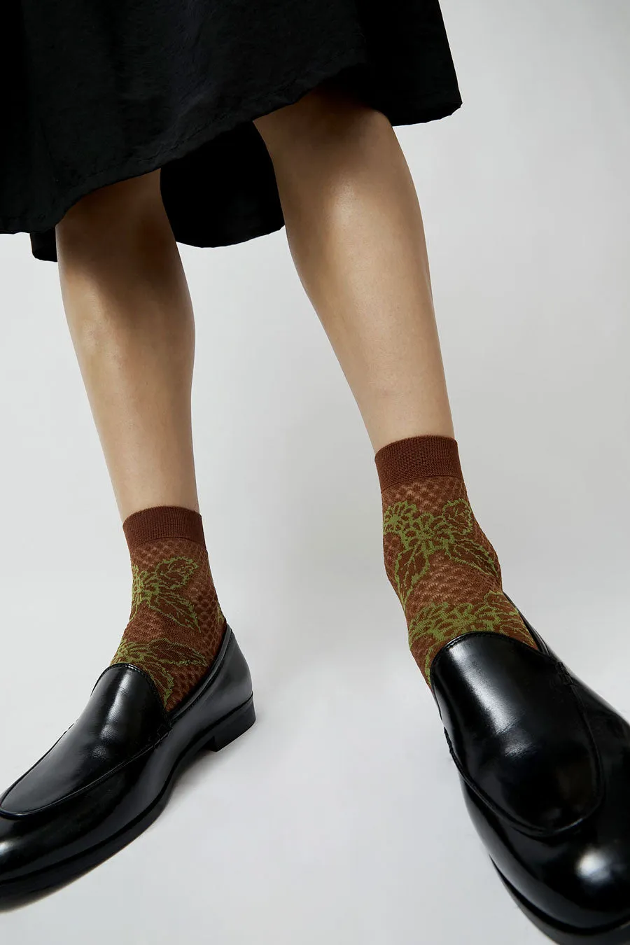 Maria La Rosa Floral Ankle Socks in Bruciato sold by No. 6