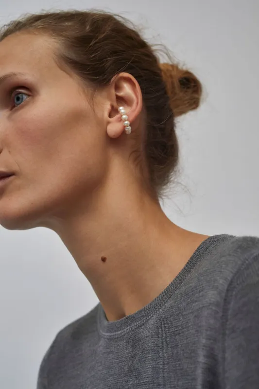 Mussels and Muscles Pearl Spheres Small Earcuff in Pearl sold by No. 6