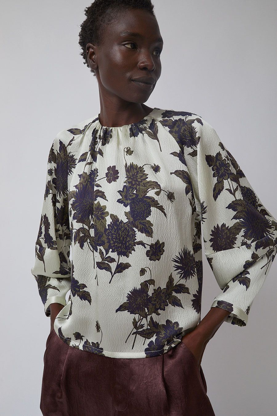 No.6 Long Sleeve Maia Top in Cream Brighton Floral sold by No. 6