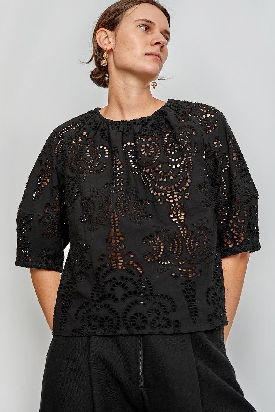 No.6 Maia Top in Black Eyelet sold by No. 6