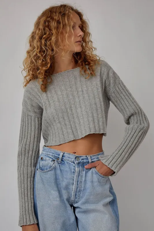 Baserange Macau Sweater in Grey Melange made by Baserange