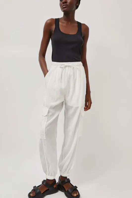 Mijeong Park Lightweight Cargo Pants in White made by Mijeong Park