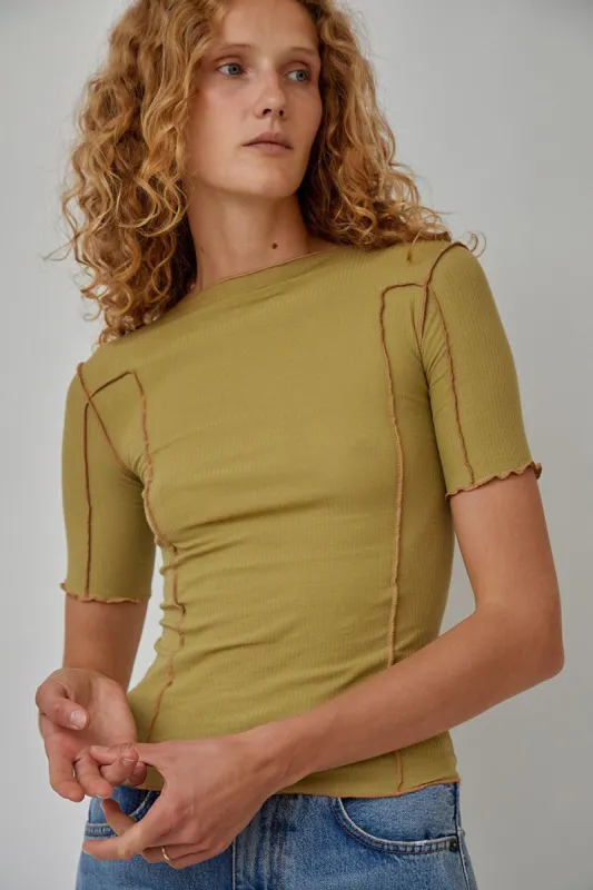 Baserange Omato Short Sleeve Tee in Sage Green made by No. 6