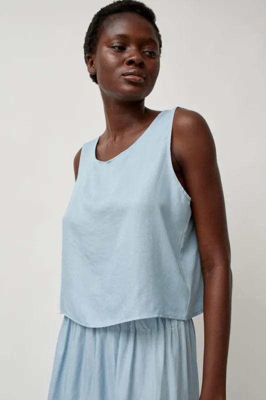 Vladimir Karaleev Basic Tank in Light Blue Tencel sold by No. 6