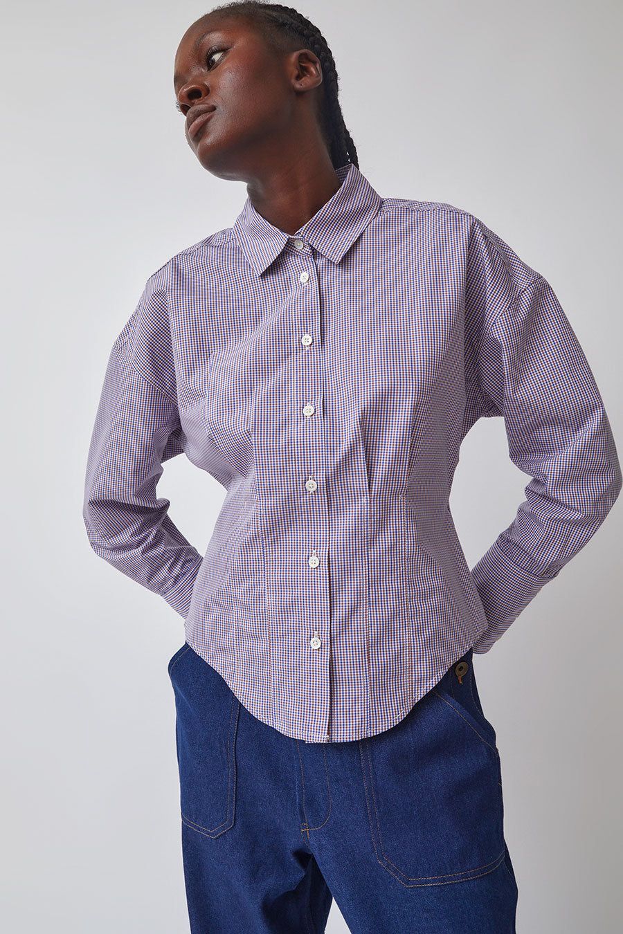 Heather Harlan Waisted Shirt in Tattersall Check sold by No. 6 product image thumbnail 2