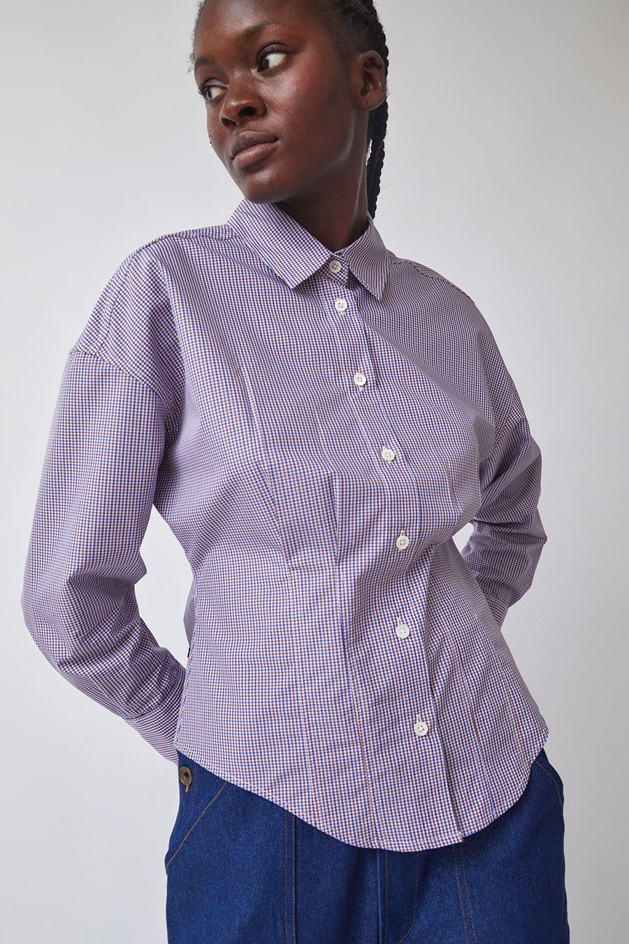 Heather Harlan Waisted Shirt in Tattersall Check sold by No. 6 product image thumbnail 3