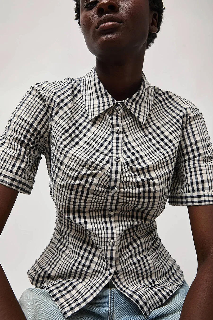 No.6 Eldridge Top in Navy and White Gingham sold by No. 6