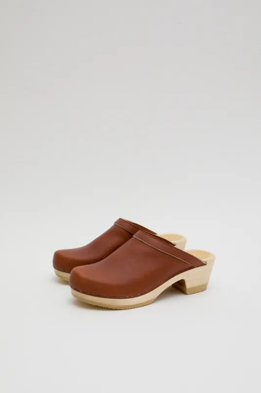 No.6 Old School Clog on Mid Heel in Bourbon sold by No. 6