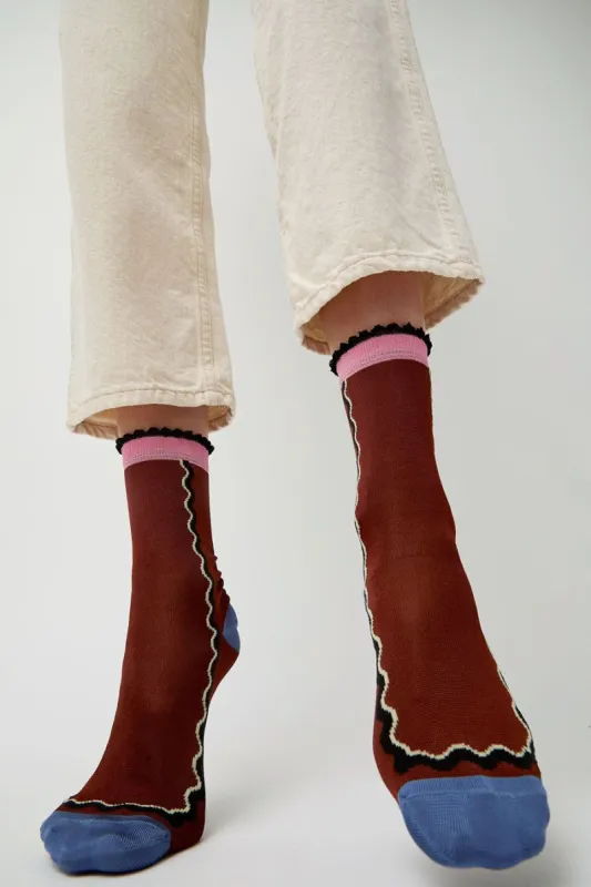 Exquisite J Ondina Socks in Rust sold by No. 6