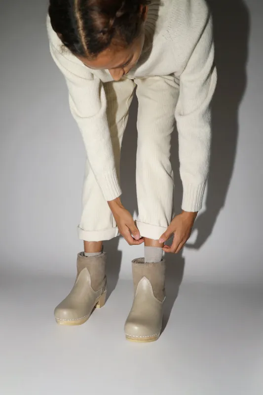 No.6 5" Pull on Shearling Clog Boot on Mid Heel in Clay sold by No. 6