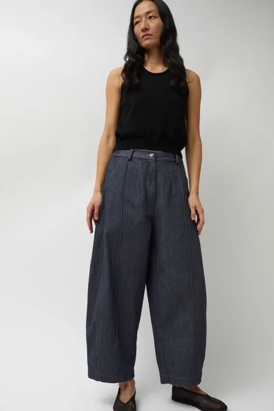CORDERA Front Seam Curved Pants in Denim sold by No. 6